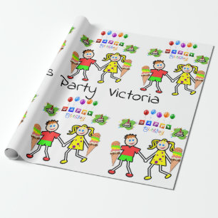 Papier Cadeau Joyeux Anniversaire Papier à envelopper Crème glac