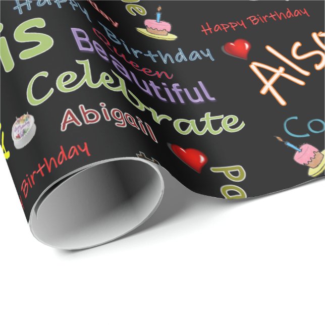 Papier Cadeau Joyeux Anniversaire Papier Abigail (Coin rond)