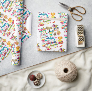 Papier Cadeau Joyeux Anniversaire Papier Carnaval Cirque