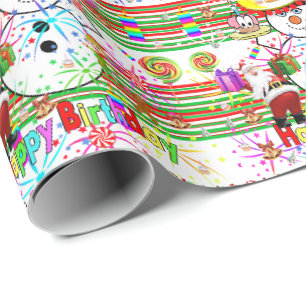 Papier Cadeau Joyeux Anniversaire Papier d'enveloppement de Noël