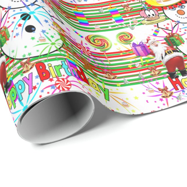Papier Cadeau Joyeux Anniversaire Papier d'enveloppement de Noël (Coin rond)