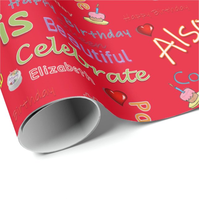 Papier Cadeau Joyeux Anniversaire papier Elizabeth (Coin rond)
