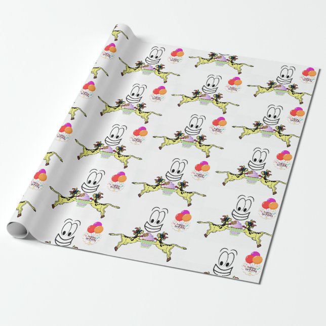 Papier Cadeau Joyeux Anniversaire Papier Enveloppant Vache Cupca (Déroulé)