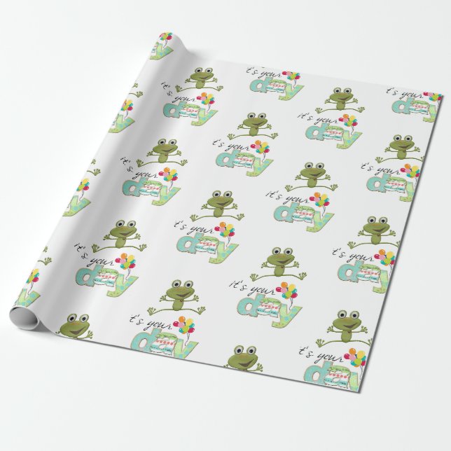 Papier Cadeau Joyeux Anniversaire Papier FUN Frog (Déroulé)