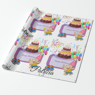 Papier Cadeau Joyeux Anniversaire Papier Hippopotamus