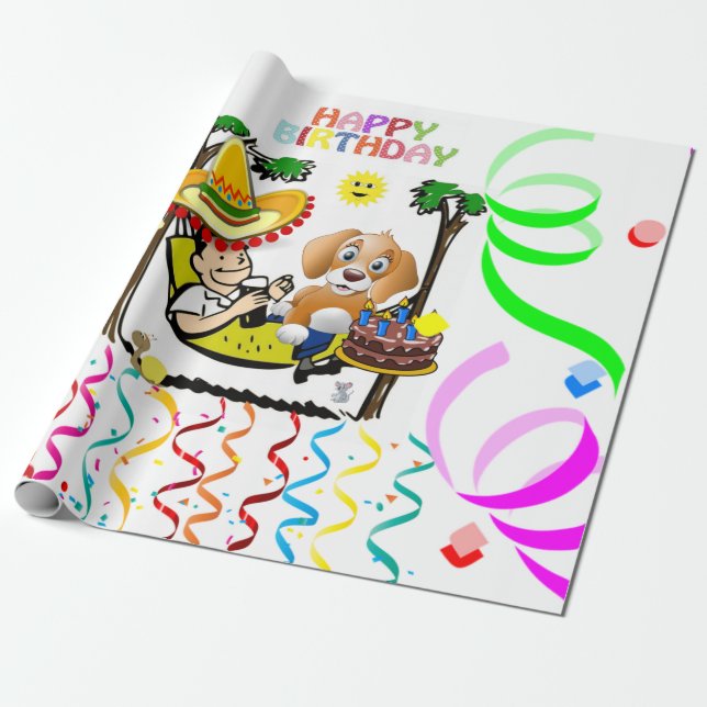 Papier Cadeau Joyeux Anniversaire Papier Homme Garçon (Déroulé)