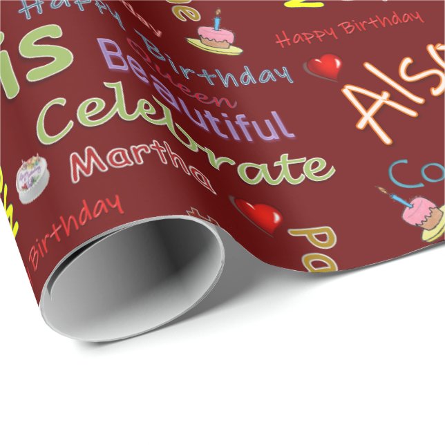 Papier Cadeau Joyeux Anniversaire Papier Martha (Coin rond)