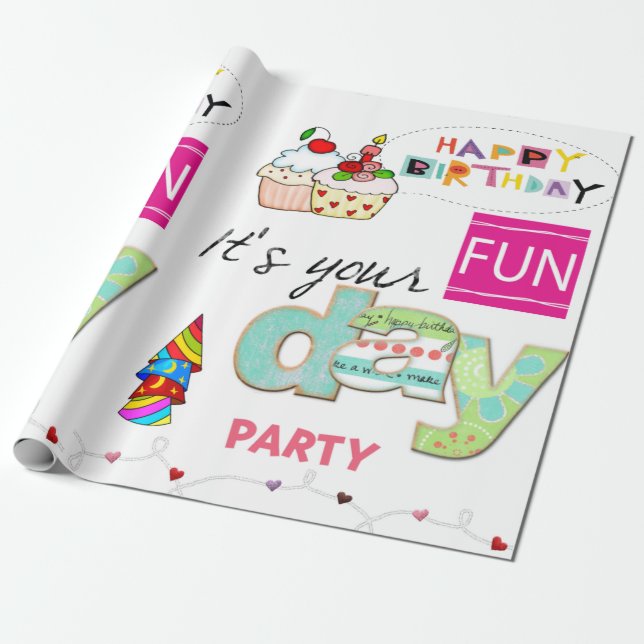 Papier Cadeau Joyeux Anniversaire Papier papier FUN Cupcake