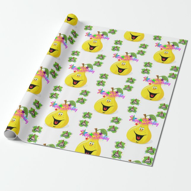 Papier Cadeau Joyeux Anniversaire Papier Pear (Déroulé)