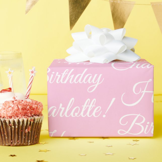 Papier Cadeau Joyeux Anniversaire personnalisé nom du script tex (Fête d'anniversaire)