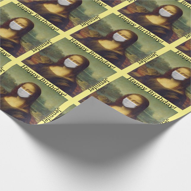Papier Cadeau Joyeux Anniversaire Personnalisé Nom Masque Visage (Coin)