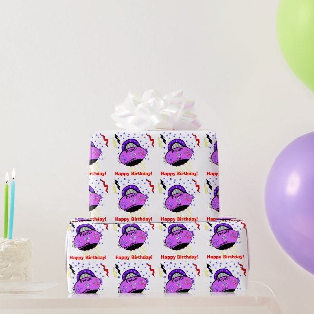 Papier Cadeau Joyeux Anniversaire Pétales Violets Rose Pink (Cadeaux de fête)