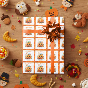Papier Cadeau Joyeux Anniversaire Petite Citrouille Mignonne