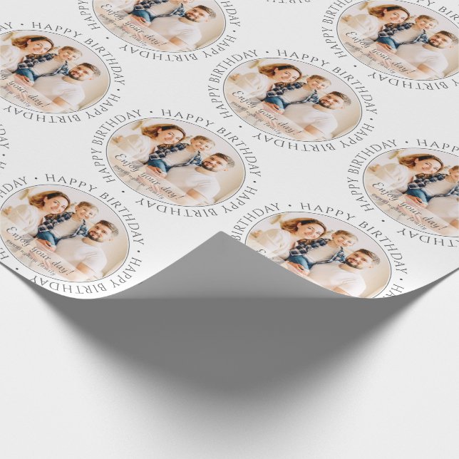 Papier Cadeau Joyeux anniversaire | Photo classique simple perso (Coin)