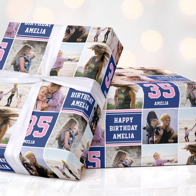 Papier Cadeau Joyeux Anniversaire Photo Collage N'importe quel â (Créateur téléchargé)