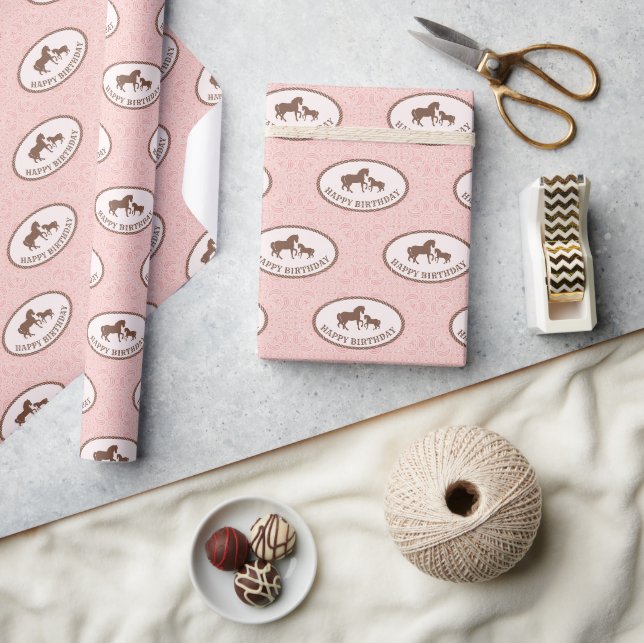 Papier Cadeau Joyeux anniversaire | Pink Cowgirl Party (Artisanat)