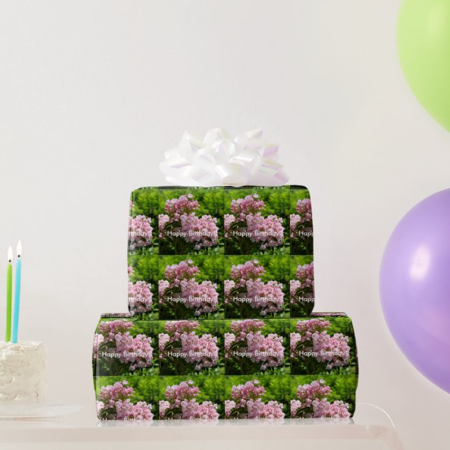 Papier Cadeau Joyeux anniversaire Pink Mountain Laurel Flowers (Cadeaux de fête)