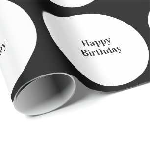 Papier Cadeau Joyeux Anniversaire Points Noirs Blancs Garçons Fi