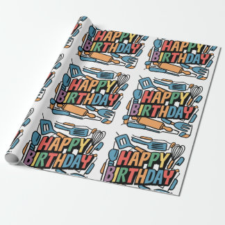 Papier Cadeau Joyeux anniversaire pour les cuisiniers Abstrait