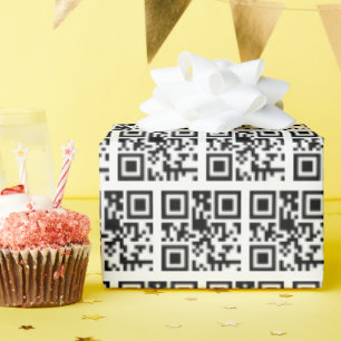 Papier Cadeau Joyeux anniversaire QR Code sur blanc