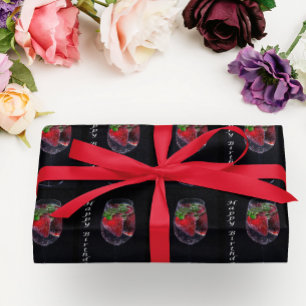 Papier Cadeau Joyeux Anniversaire Red Strawberries papier d'enve