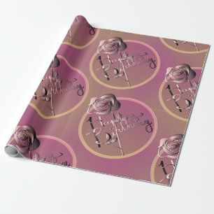 Papier Cadeau "Joyeux anniversaire" Rose écrit main