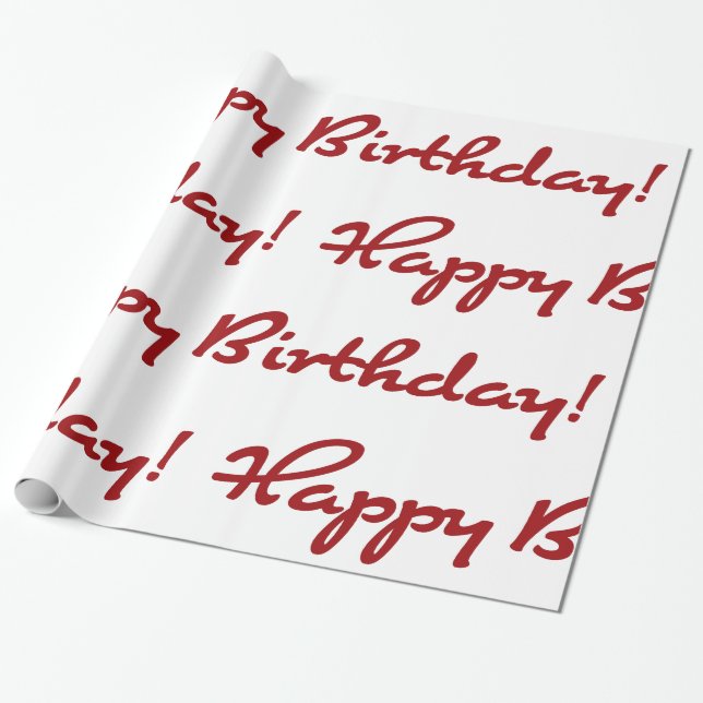 Papier Cadeau Joyeux anniversaire ! Script Décontracté rouge (Déroulé)
