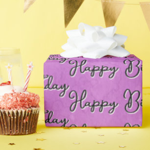 Papier Cadeau Joyeux anniversaire sur Aquarelle rose Abstrait