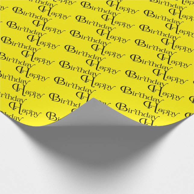 Papier Cadeau Joyeux anniversaire sur jaune (Coin)