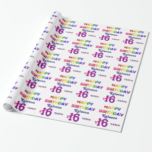 Papier Cadeau Joyeux Anniversaire Sweet 16