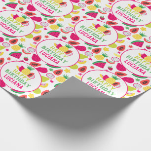 Papier Cadeau Joyeux anniversaire Tutti Frutti Fruit fête d'anni