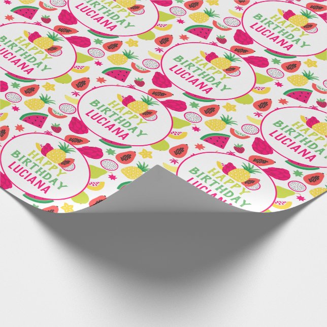 Papier Cadeau Joyeux anniversaire Tutti Frutti Fruit fête d'anni (Coin)