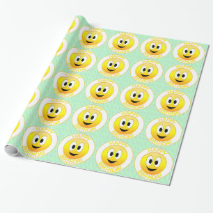 Papier Cadeau Joyeux Anniversaire visage souriant