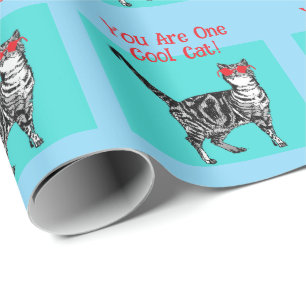 Papier Cadeau Joyeux anniversaire Vous Cool Tabby Chat Mens Mari