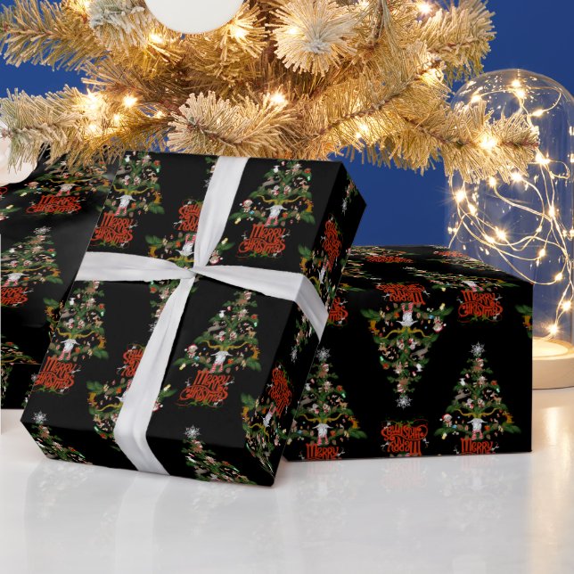 Papier Cadeau Joyeux ARBRE DE Noël DE L'AMOUREUX GIFTWRAP DE CHÈ (Vacances)