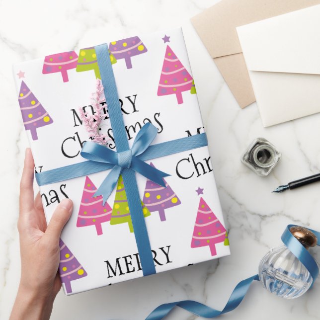 Papier Cadeau Joyeux arbres de Noël (Cadeaux)