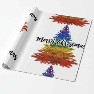 Papier Cadeau joyeux arc-en-ciel arbre de noël