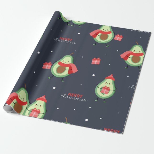 Papier Cadeau Joyeux Avocado de Noël (Déroulé)