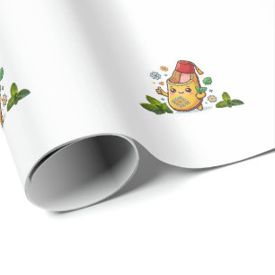 Papier Cadeau Joyeux Balgha marocain Kawaii - Traditionnel Jaune