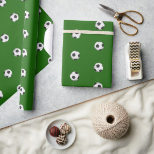 Papier Cadeau Joyeux Ballons De Football Anniversaire Sur Vert
