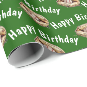 Papier Cadeau Joyeux baseball d'anniversaire en gant