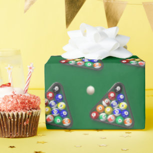 Papier Cadeau Joyeux Billard d'anniversaire sur Green
