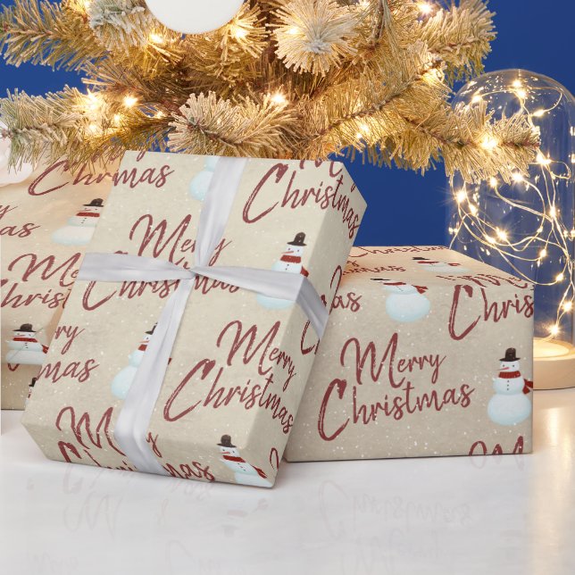 Papier Cadeau Joyeux bonhomme de neige de Noël (Vacances)