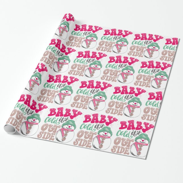 Papier Cadeau Joyeux bonhomme de neige de Noël (Déroulé)