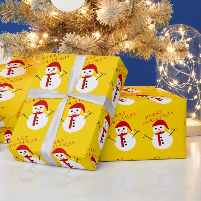 Papier Cadeau Joyeux bonhomme de neige de Noël (Vacances)