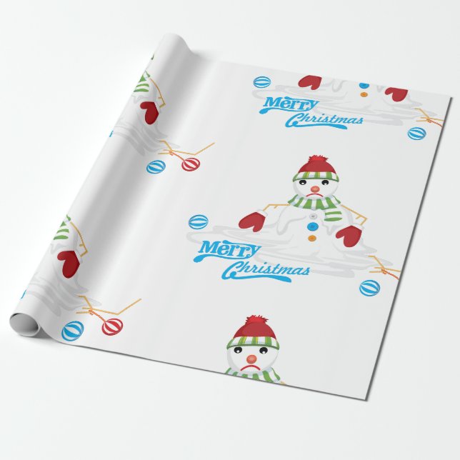Papier Cadeau joyeux bonhomme de neige fondu (Déroulé)