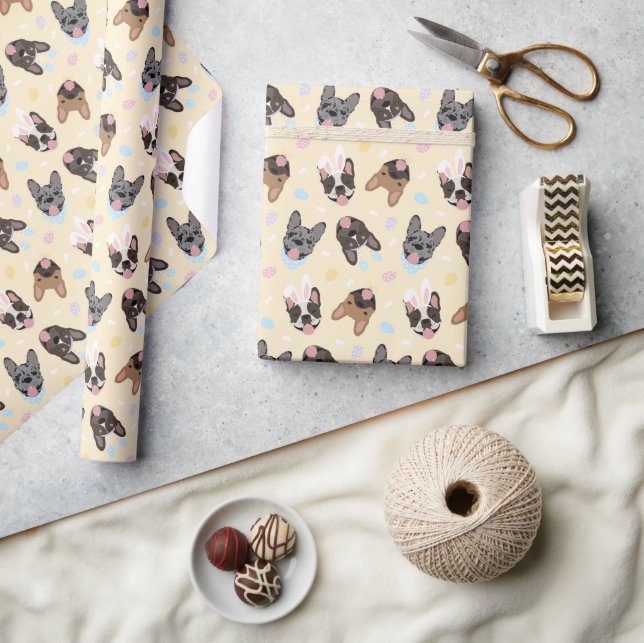 Papier Cadeau Joyeux Bulldogs français de Pâques (Artisanat)