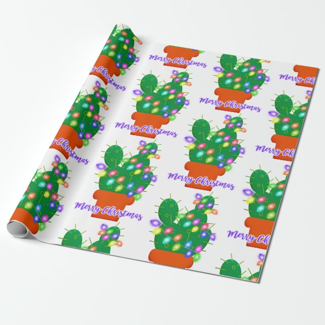 Papier Cadeau joyeux cactus de noël (Déroulé)