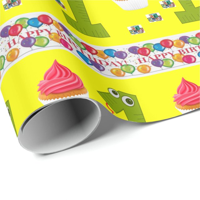 Papier Cadeau Joyeux cadeau d'anniversaire Papier enveloppant un (Coin rond)