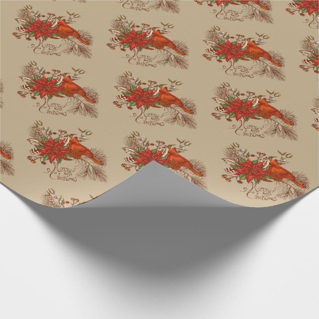 Papier Cadeau Joyeux Cardinal de Noël (Coin)